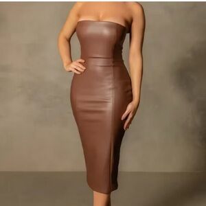 NWT Meshki Pamela Strapless Brown Dress